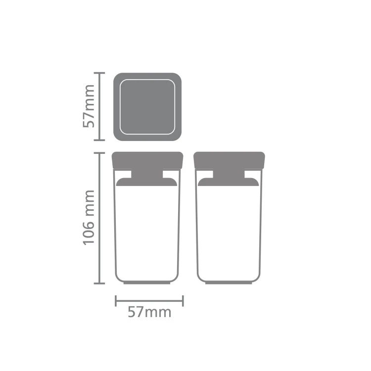 Бурканчета за съхранение на подправки комплект Brabantia Tasty+ Stackable 2x0.15L Dark Grey