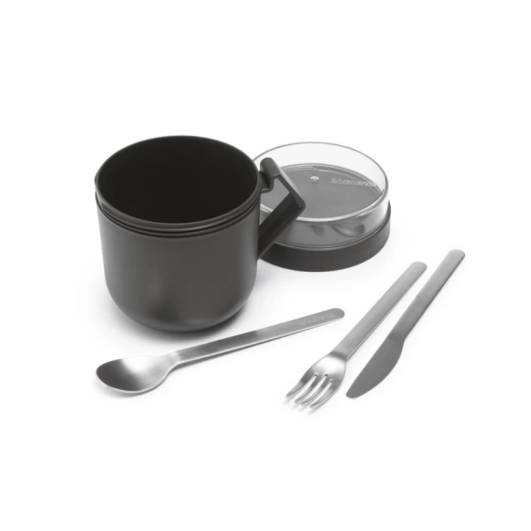 Чаша с капак Brabantia Make&Take 600ml, Dark Grey