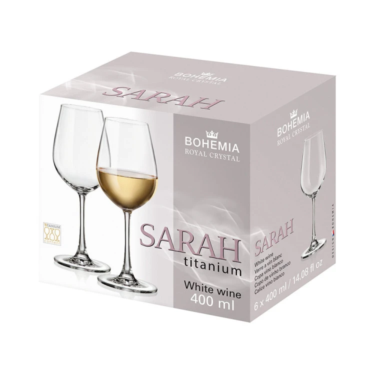 Чаша за вино Bohemia Royal Sarah 400ml, 6 броя
