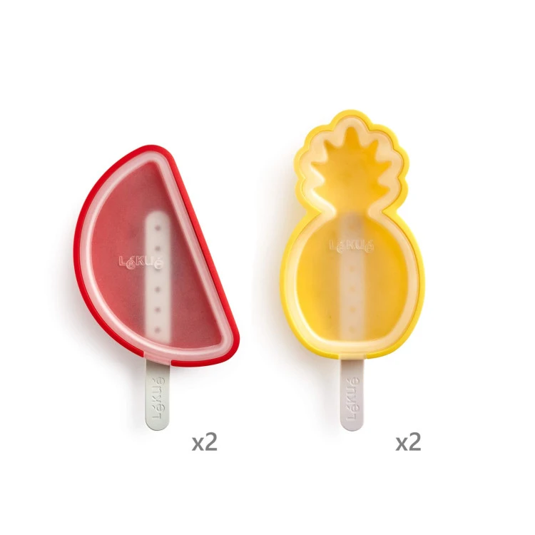 Комплект форми за сладолед на клечка Lekue 4 броя, плодове