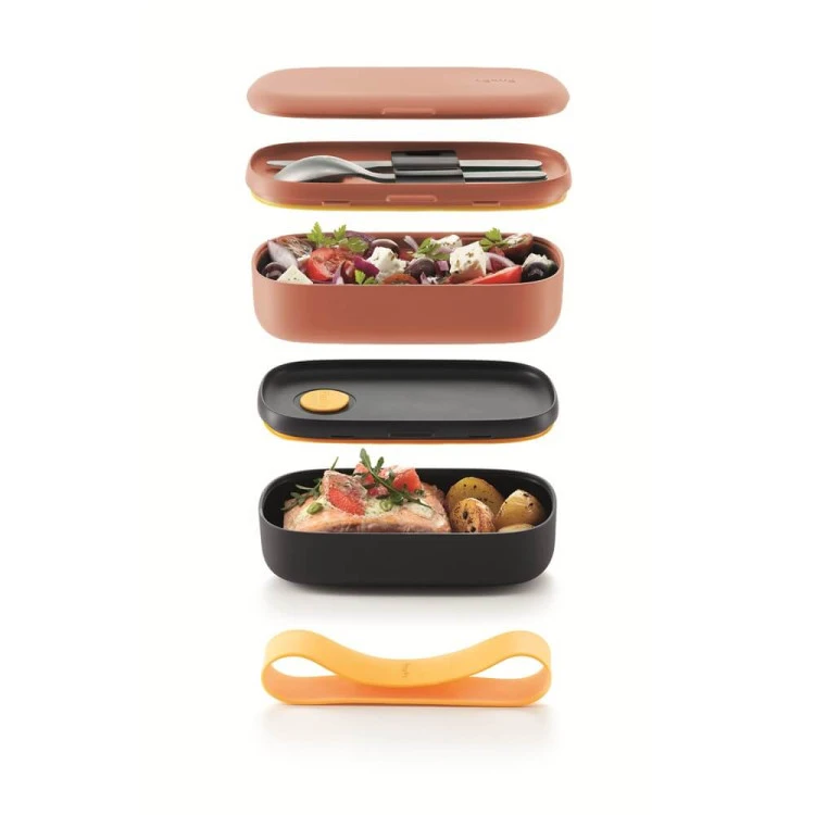 Комплект кутии за храна Lekue On The Go Coral, 2x500ml