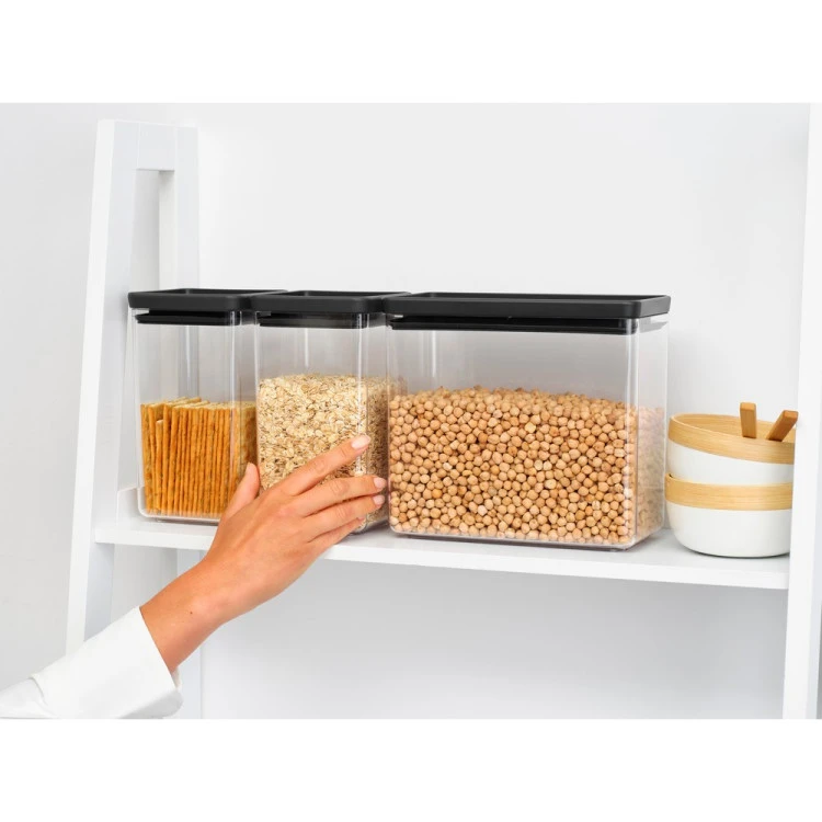 Кутии за съхранение на продукти комплект Brabantia Tasty+ Stackable 2x1.6L+1x3.5L Dark Grey