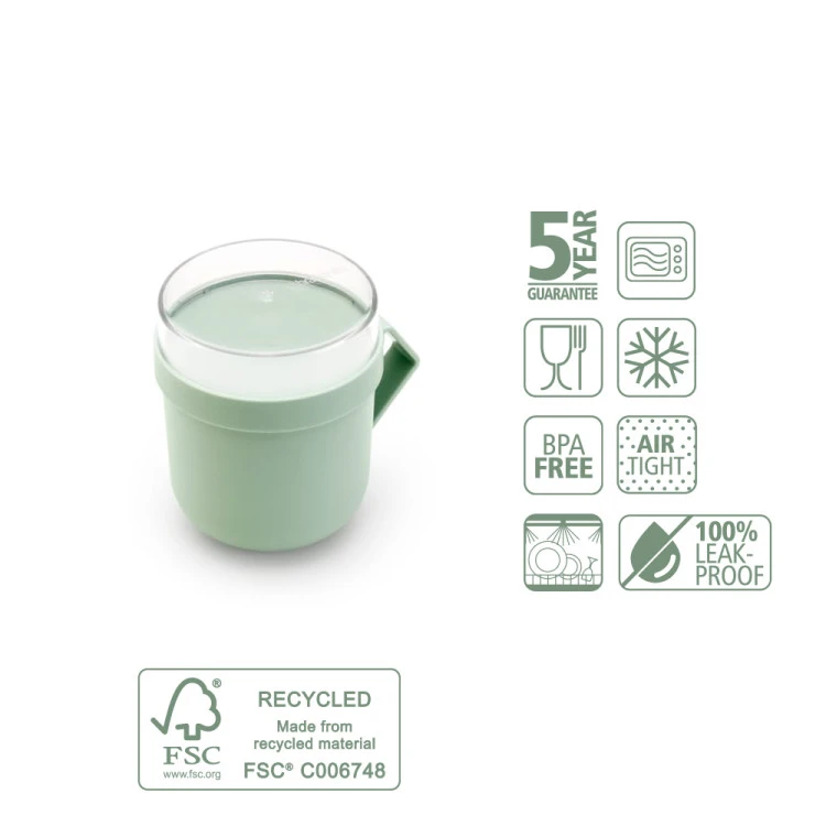 Чаша с капак Brabantia Make&Take 600ml, Jade Green