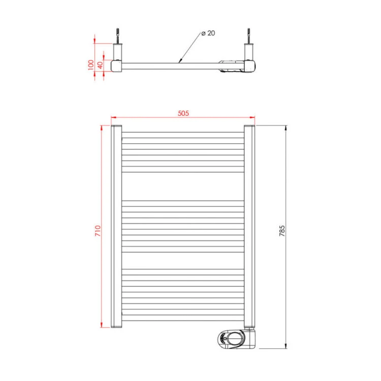Електрическа лира за баня Tedan Noor 500W White