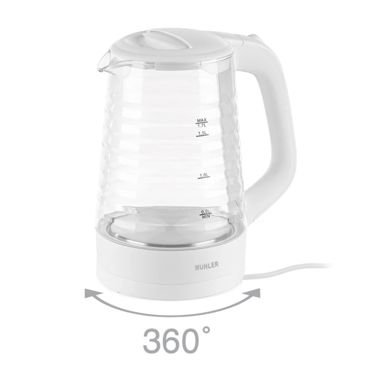 Кана електрическа Muhler WK-189G, 2200W, 1.7л. стъклена