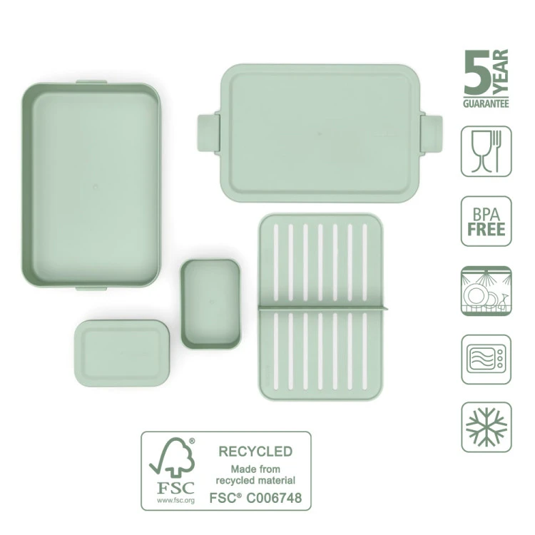 Кутия за обяд Brabantia Make&Take 2L, Jade Green, с разделители