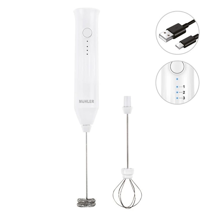 Мини миксер за фрапе 2в1 Muhler FMX - 1010C, безжичен,две приставки, USB type-C