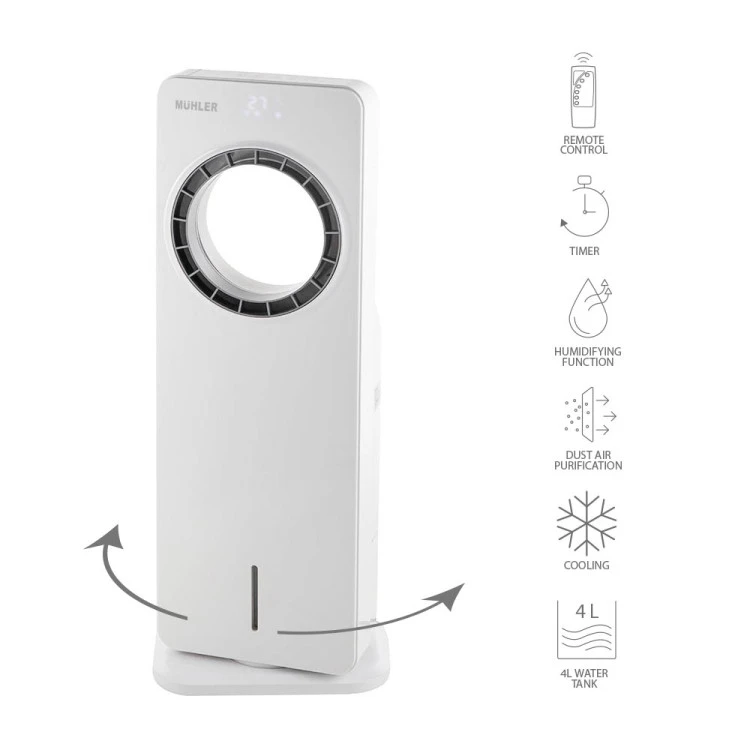 Мобилен охладител Muhler MC-4000, 65W, безвитлов, LED, 4 л, таймер