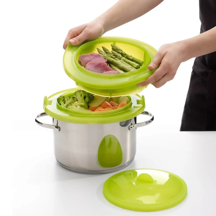 Съд за готвене на пара в микровълнова Lekue, 2 нива