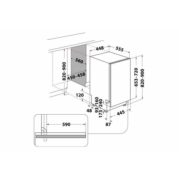 Съдомиялна машина за вграждане Whirlpool WSIC 3M27