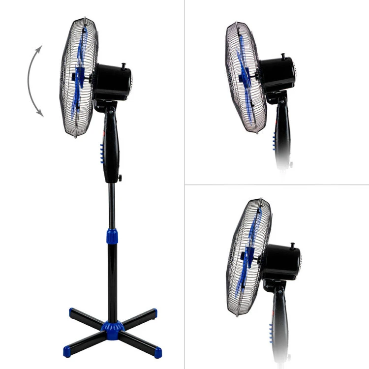 Вентилатор на стойка 16'' Perfect FM-3237, 40W, черно-синьо