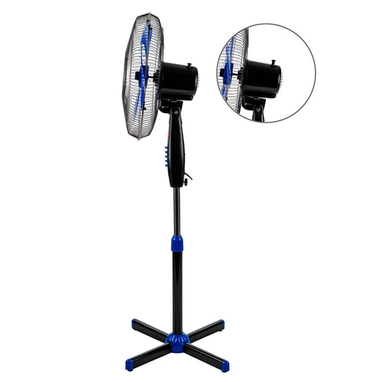 Вентилатор на стойка 16'' Perfect FM-3237, 40W, черно-синьо