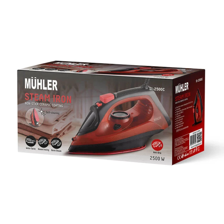 Ютия Muhler SI-2500C, парна, 2500W,  червен
